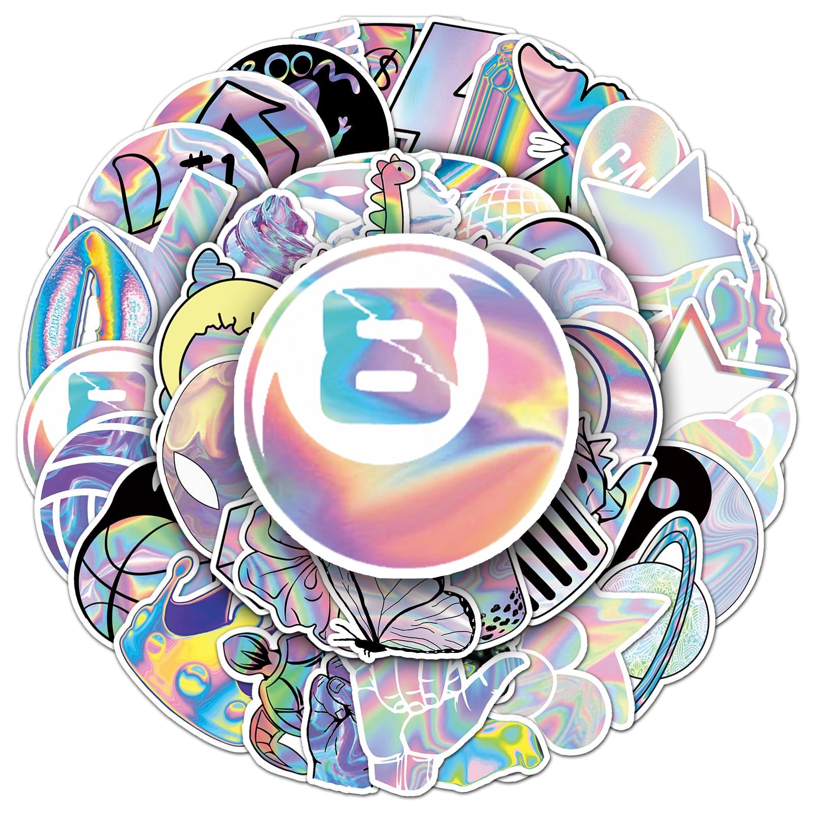 Vibrant holographic graffiti stickers design 7
