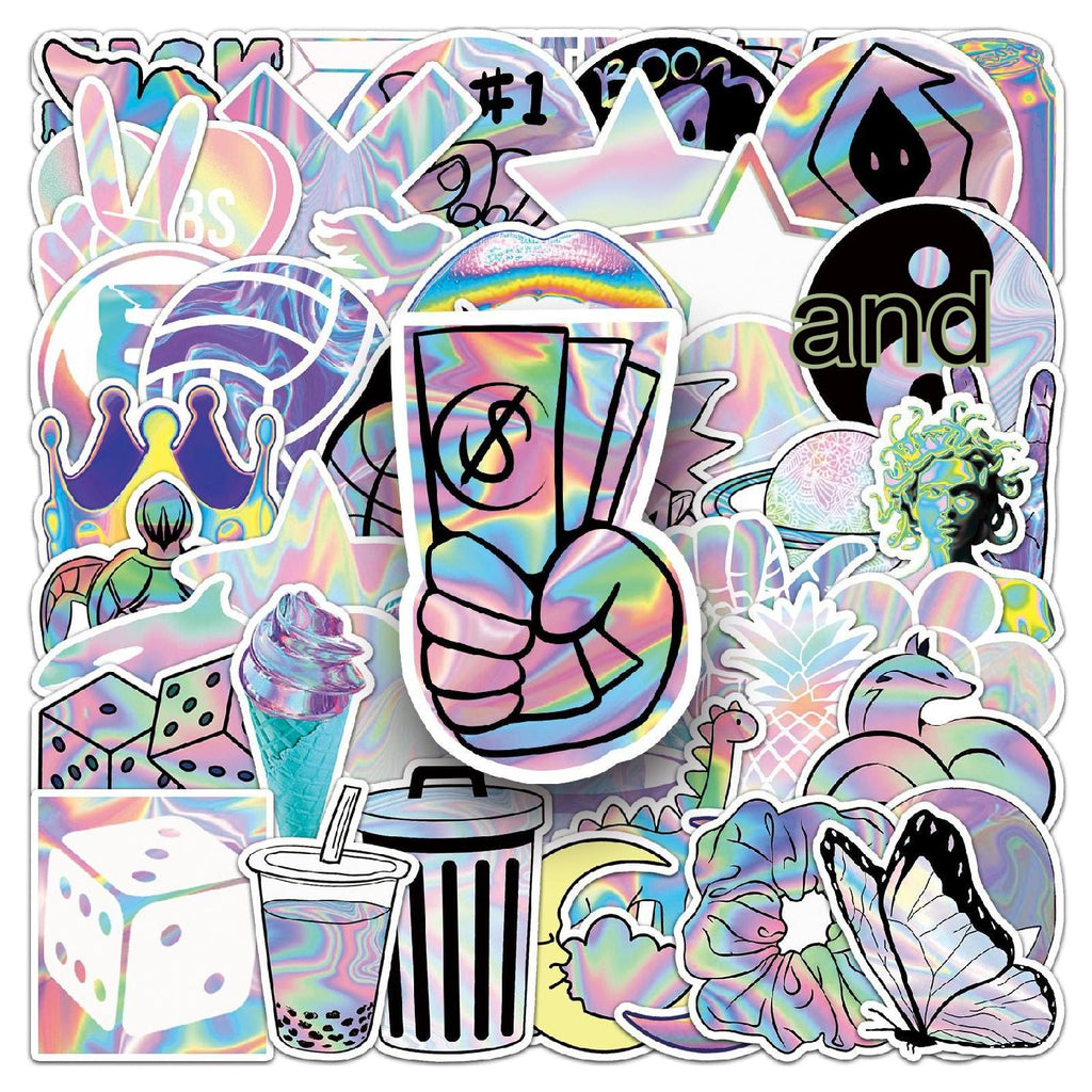 Vibrant holographic graffiti stickers design 8