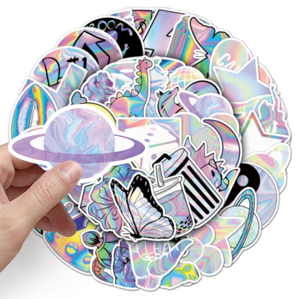 Vibrant holographic graffiti stickers design 9