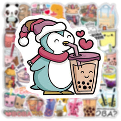 Pearl milk tea themed sticker pack for laptops