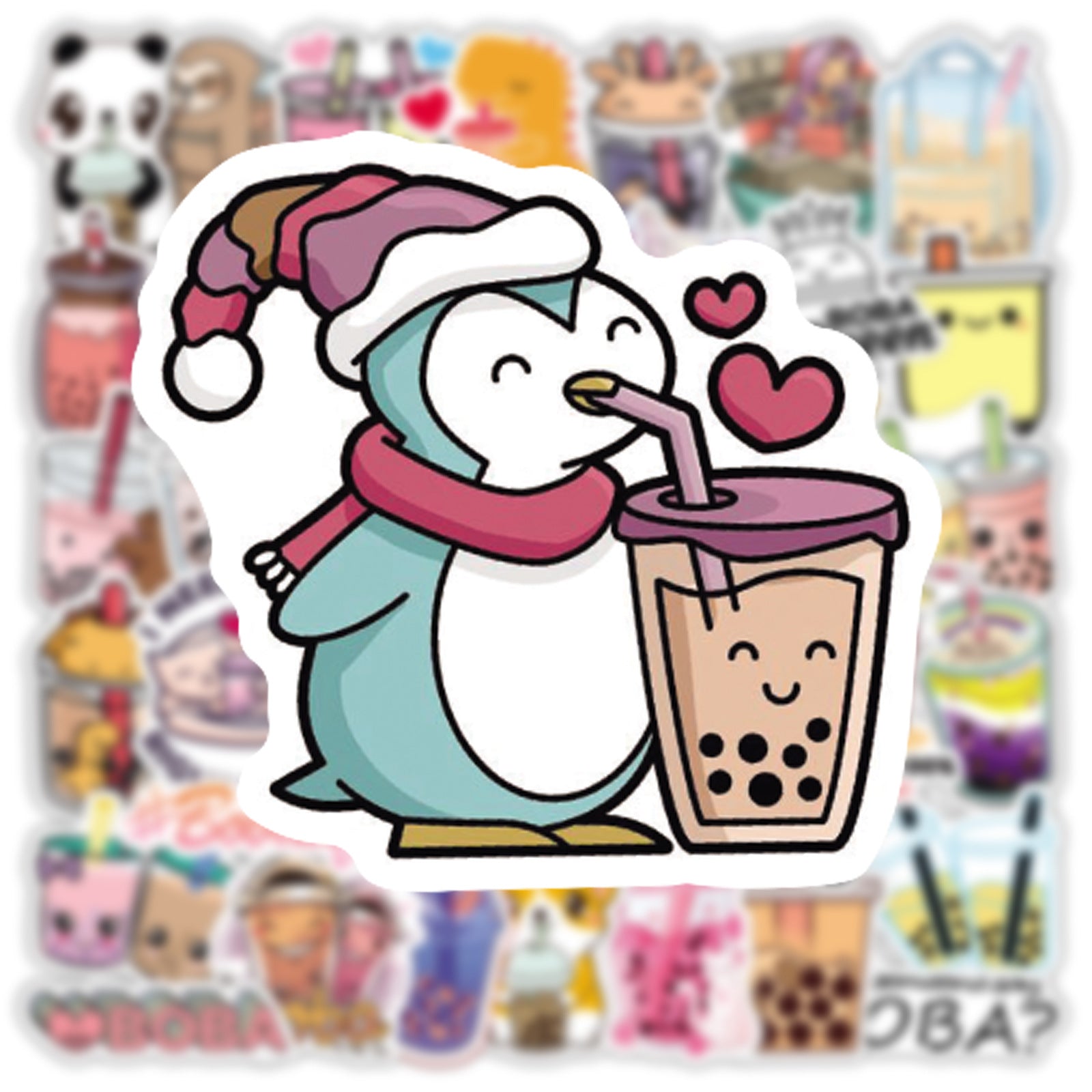 Pearl milk tea themed sticker pack for laptops