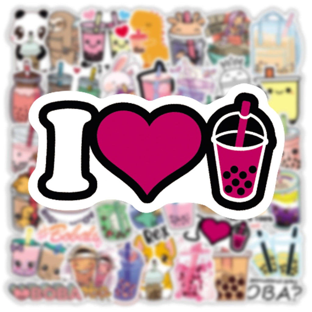 Waterproof stickers for bicycles with pearl milk tea theme