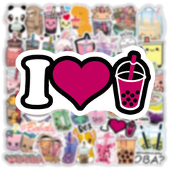 Waterproof stickers for bicycles with pearl milk tea theme