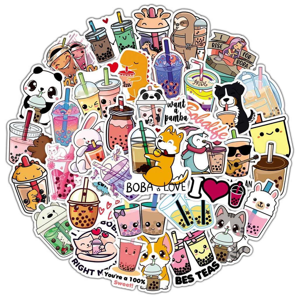 Waterproof stickers for bicycles with pearl milk tea theme