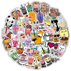 Waterproof stickers for bicycles with pearl milk tea theme