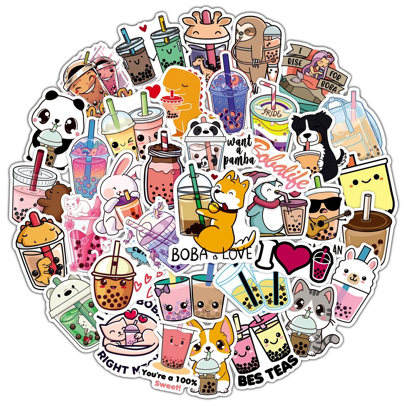 Waterproof stickers for bicycles with pearl milk tea theme