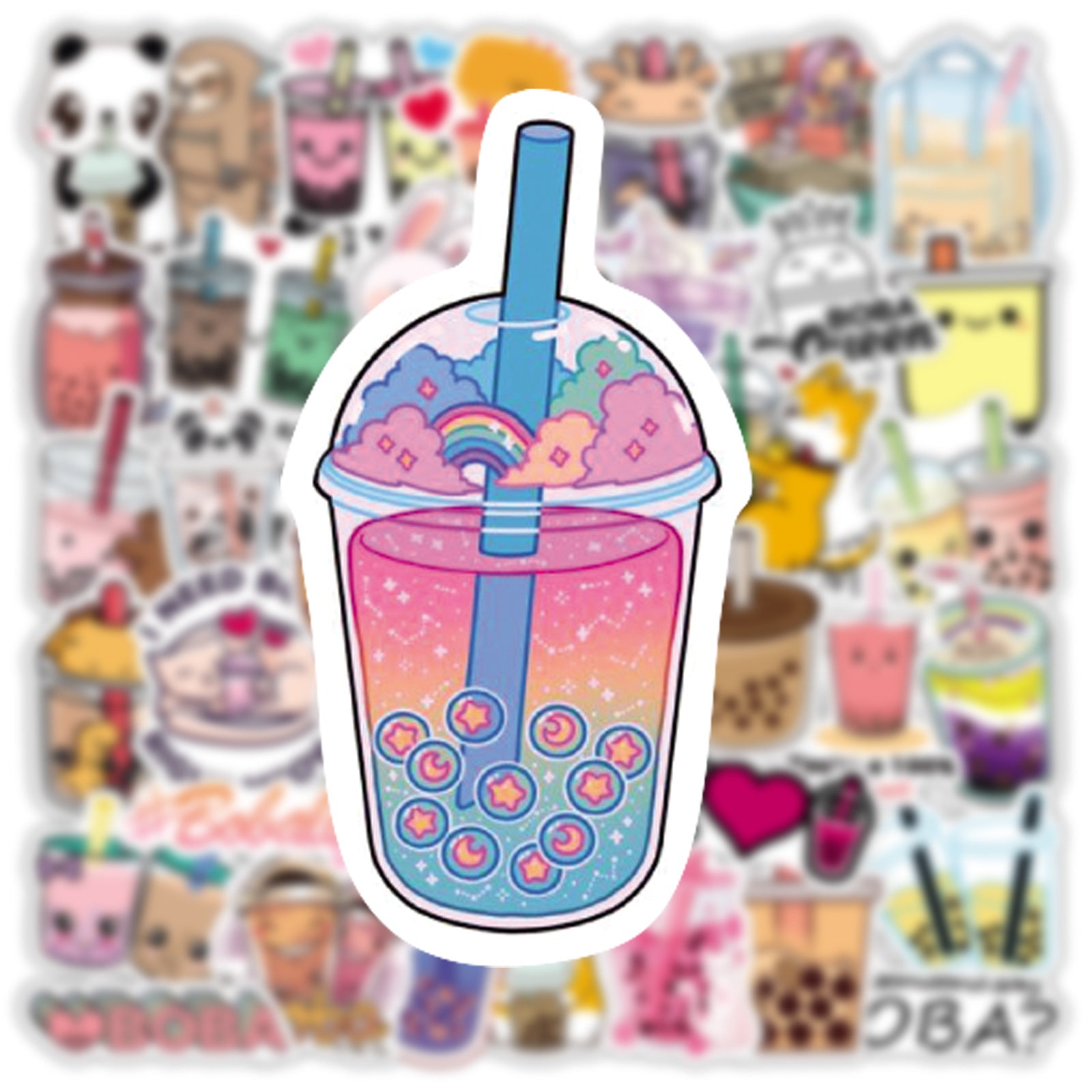 Close-up of assorted waterproof vinyl stickers