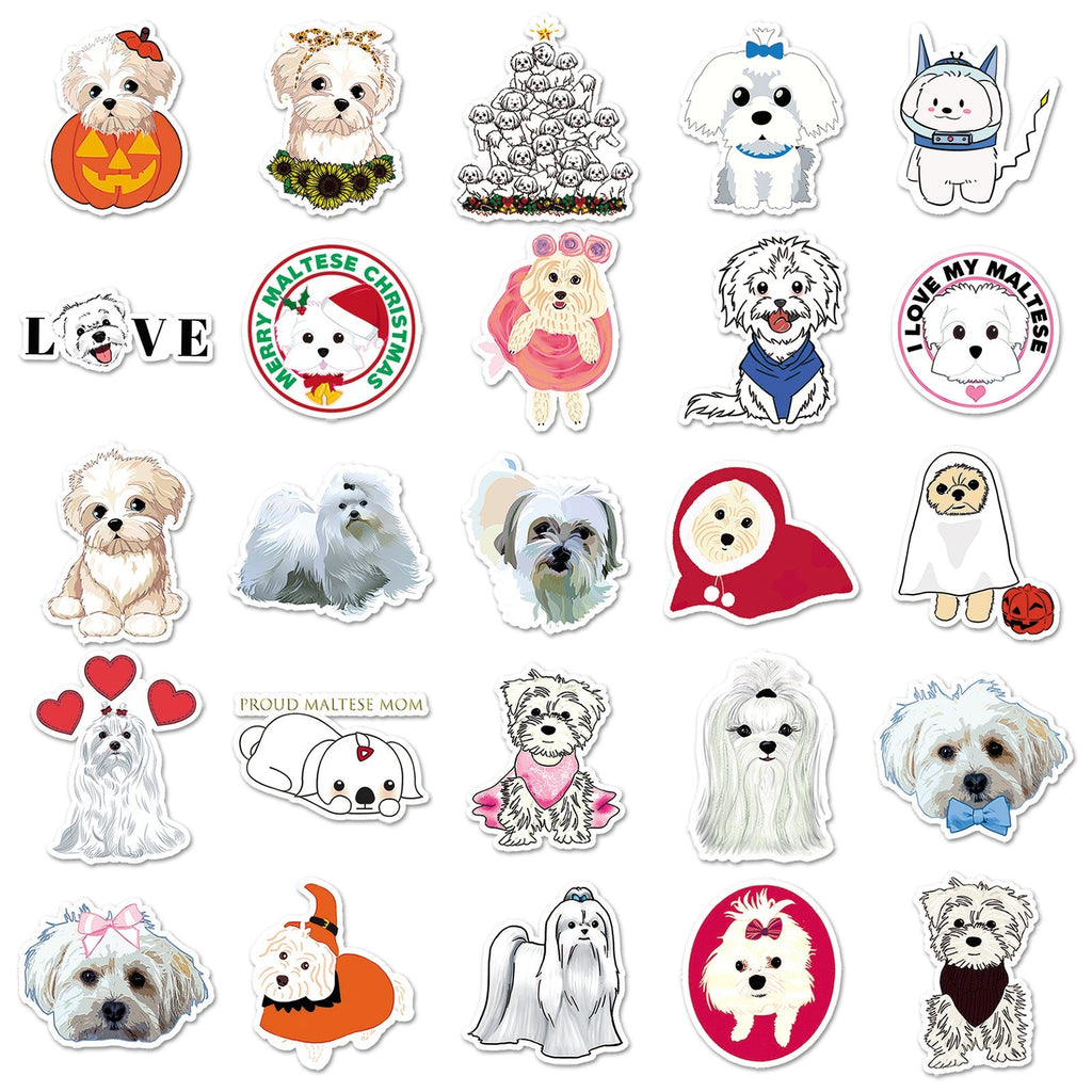 artistic Maltese dog sticker close-up