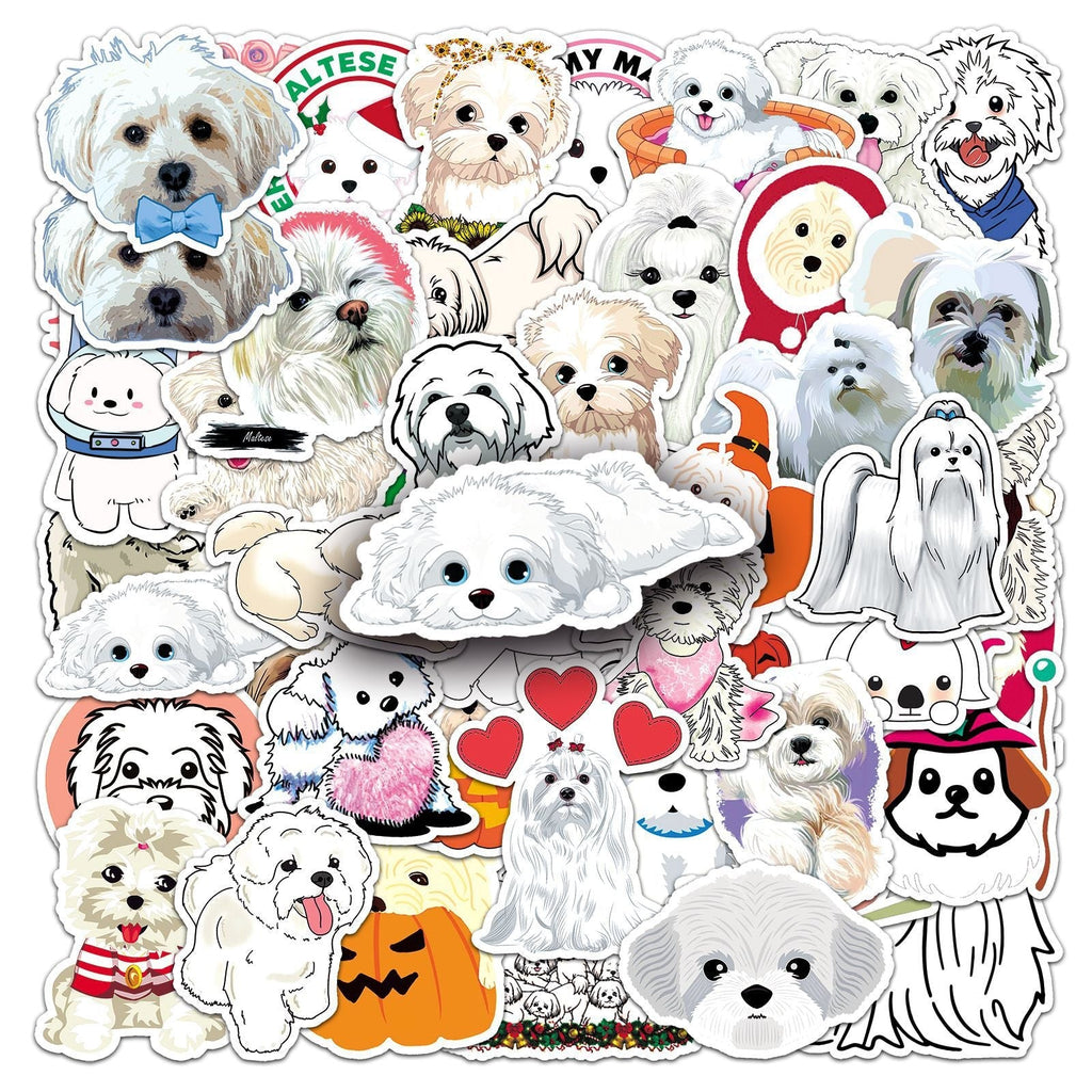 artistic Maltese dog sticker close-up