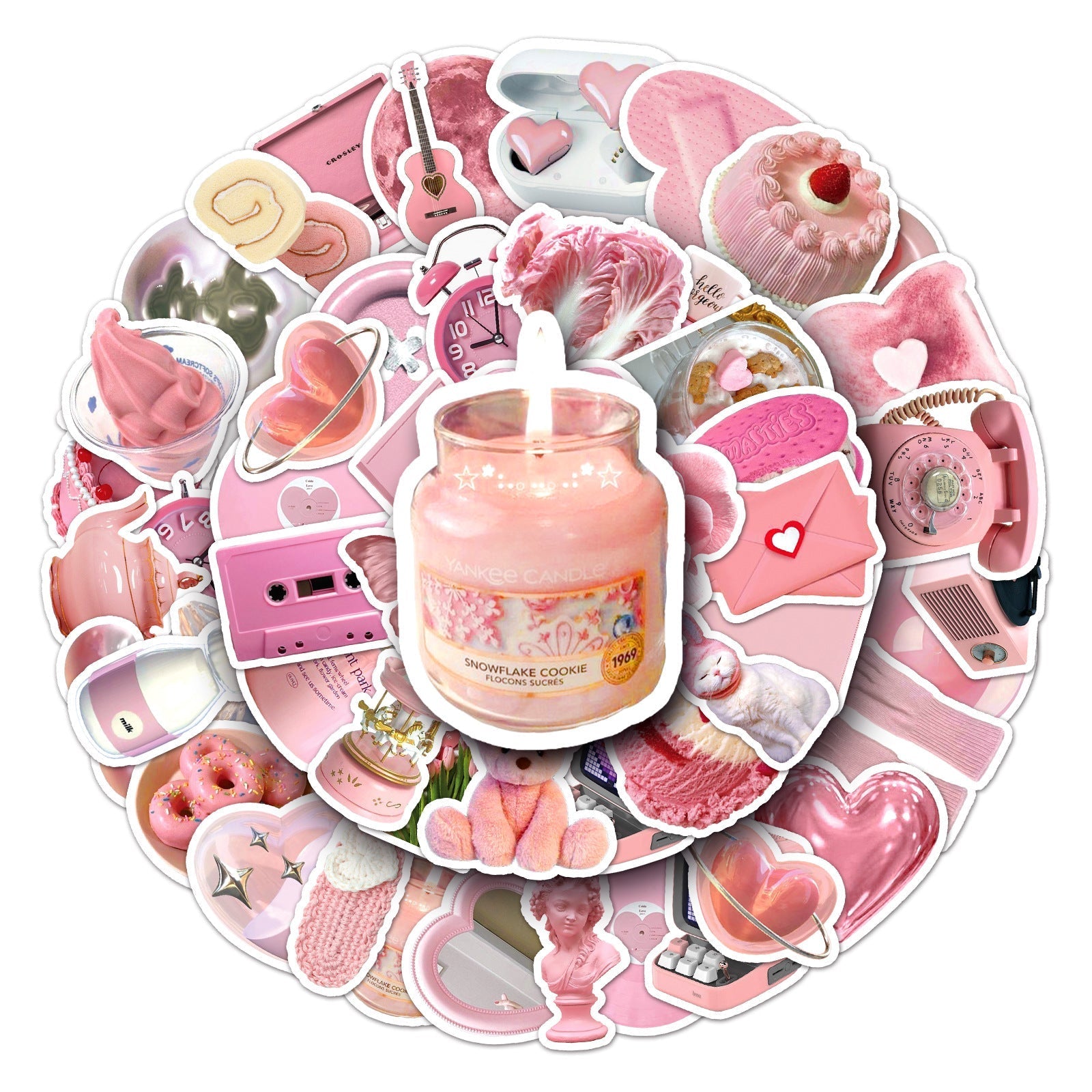 Decorative stickers arranged for crafting display