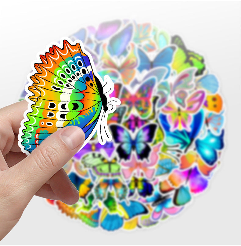Waterproof butterfly sticker design featuring vibrant colours