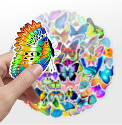 Waterproof butterfly sticker design featuring vibrant colours