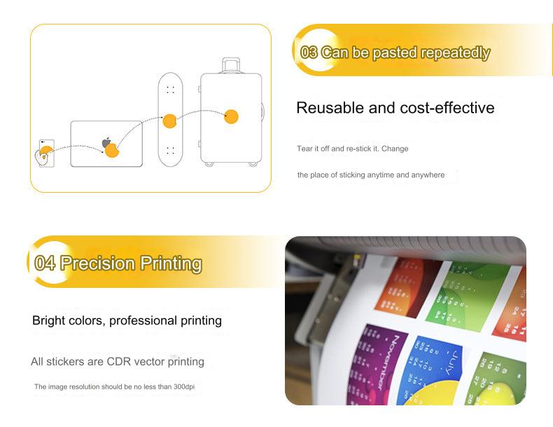 Variety of holographic decals on a colourful background