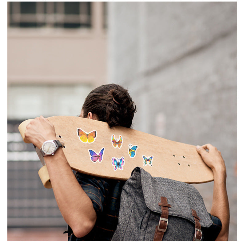 Butterfly stickers showing unique light reflections
