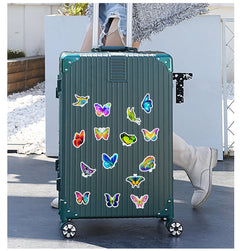 Holographic butterfly stickers pack on wood background