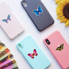 Butterfly stickers applied on a skateboard