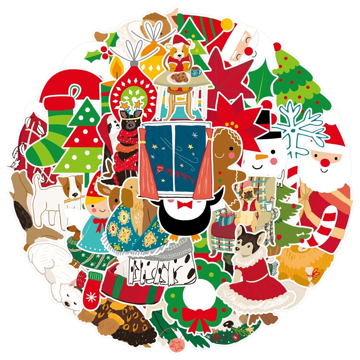 Set of colourful waterproof stickers for Christmas