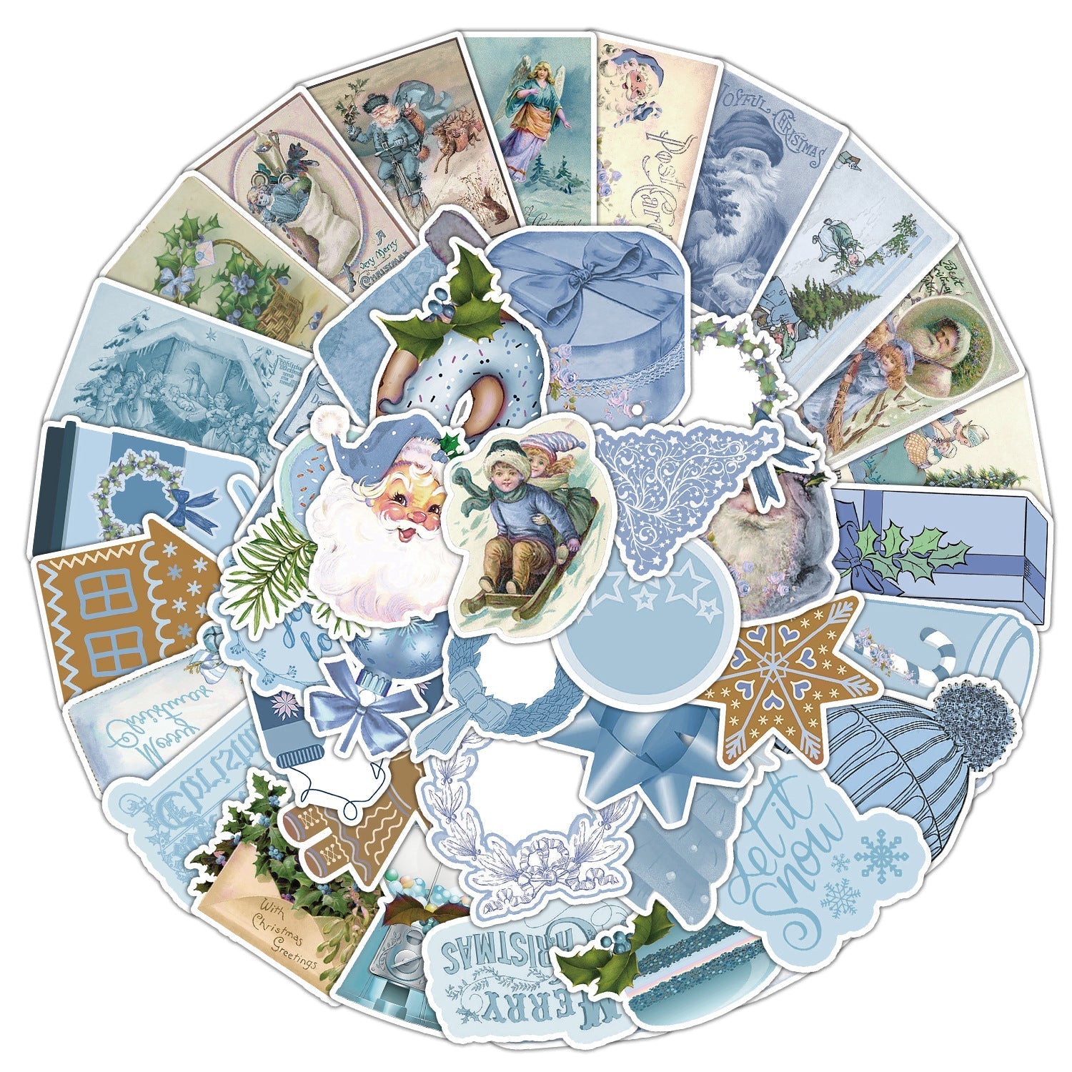 50 piece Christmas sticker set displayed