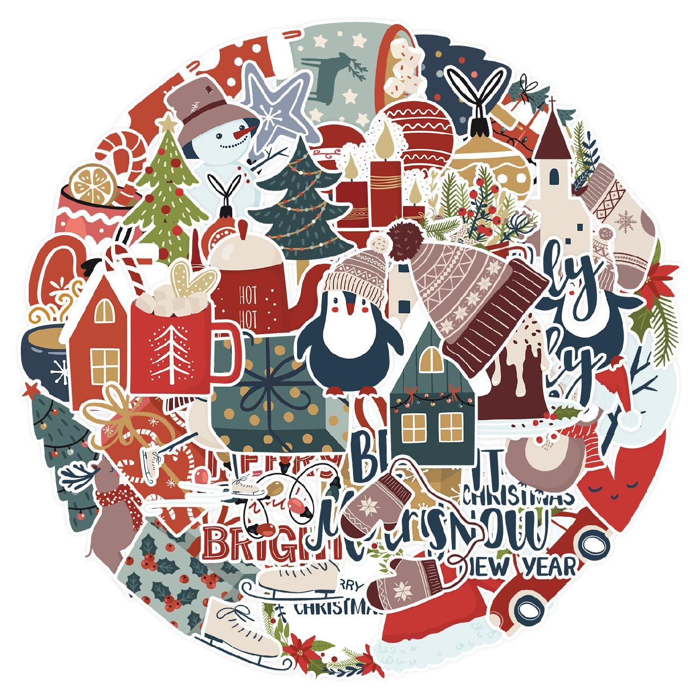50 piece Christmas sticker set displayed