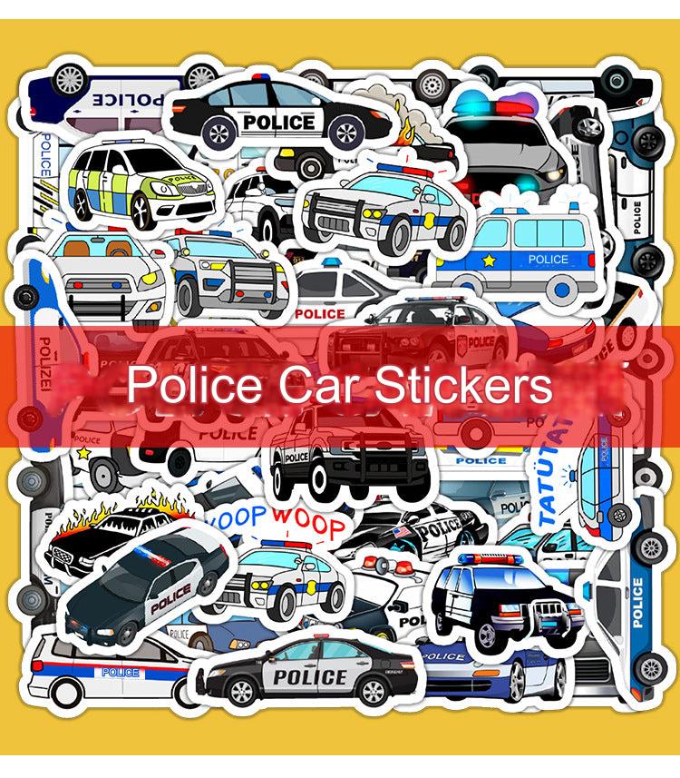 Cartoon police car sticker design for kids image 2