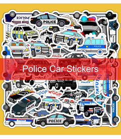 Cartoon police car sticker design for kids image 2