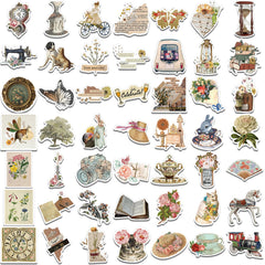 Vintage stickers showcased on smooth surface