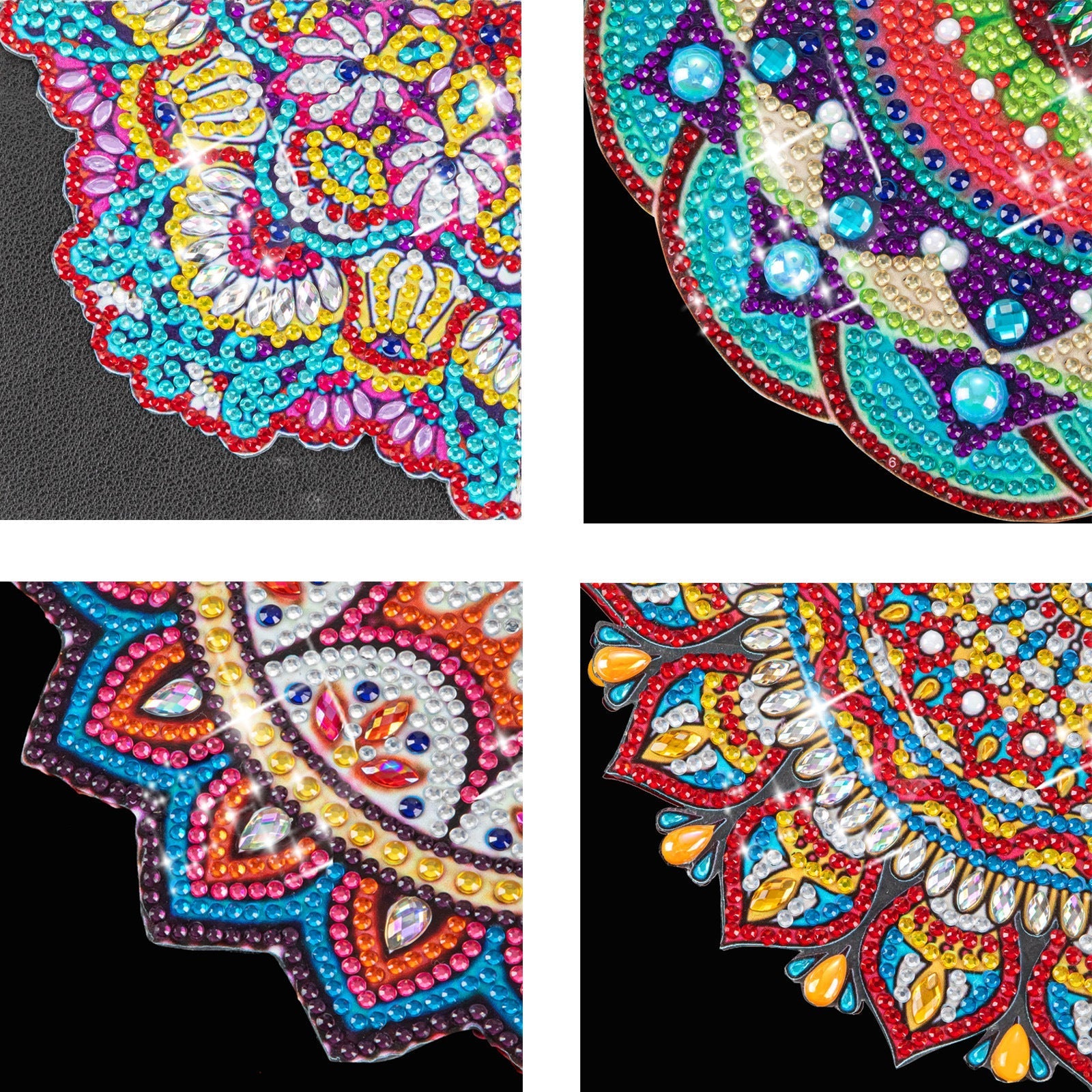 Close-up of Mandala flower design on diamond bookmark
