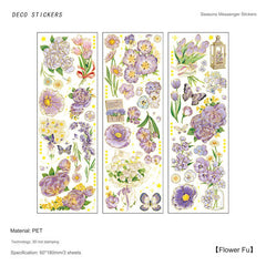 Elegant Floral Crane and Blossom Sticker