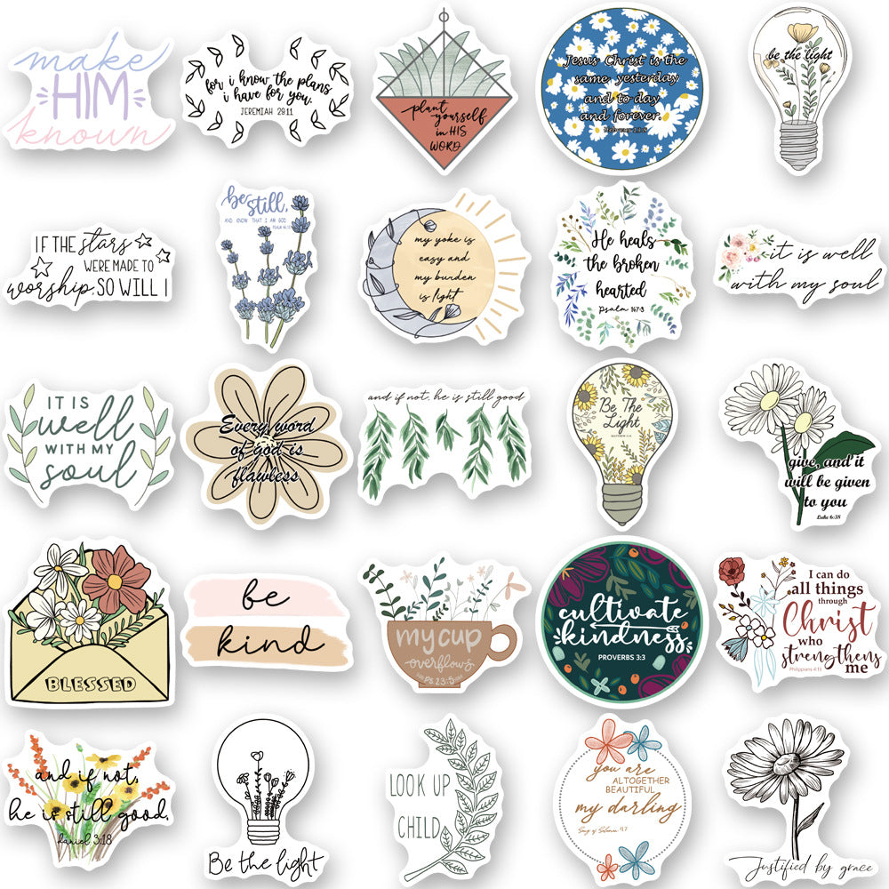 faith-based stickers on luggage