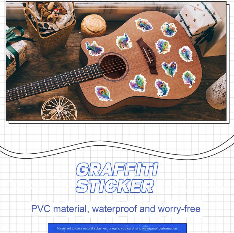 Image of multicolor peacock stickers set