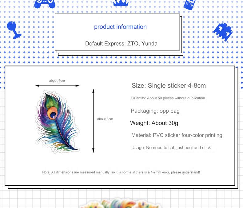 Peacock design stickers for personalisation