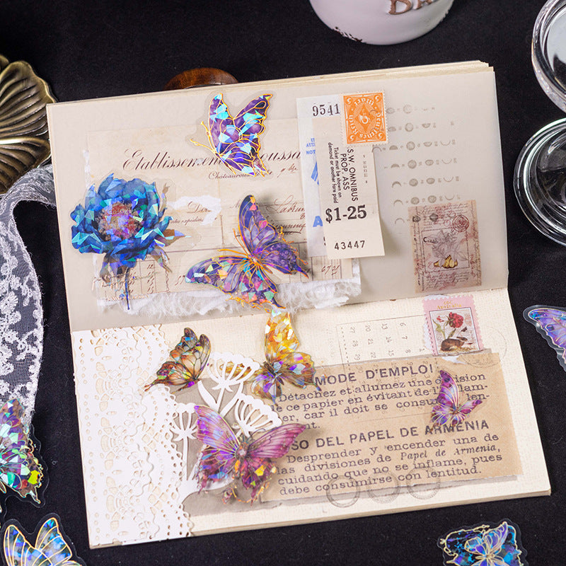 Vintage butterfly sticker pack display