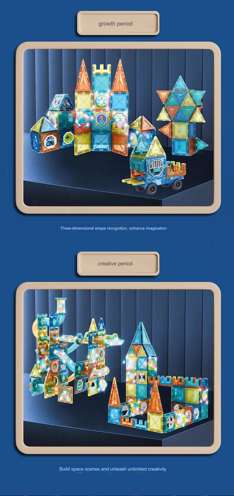 colourful light-up magnetic toy blocks for kids