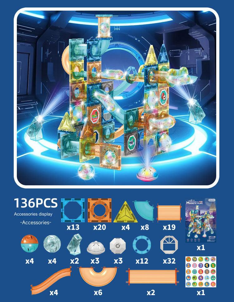 detailed view of magnetic blocks with lights