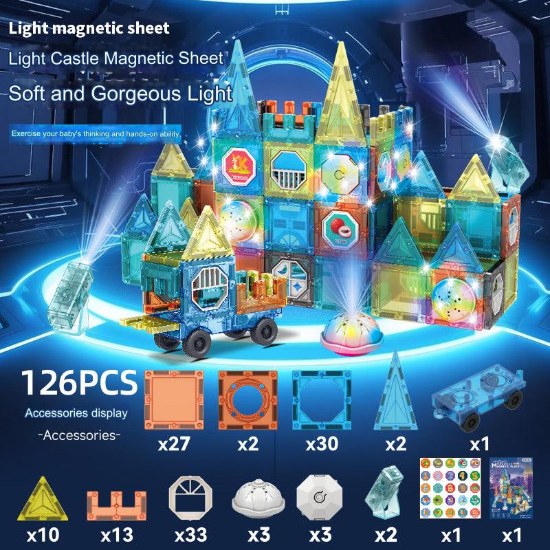 detailed view of magnetic blocks with lights