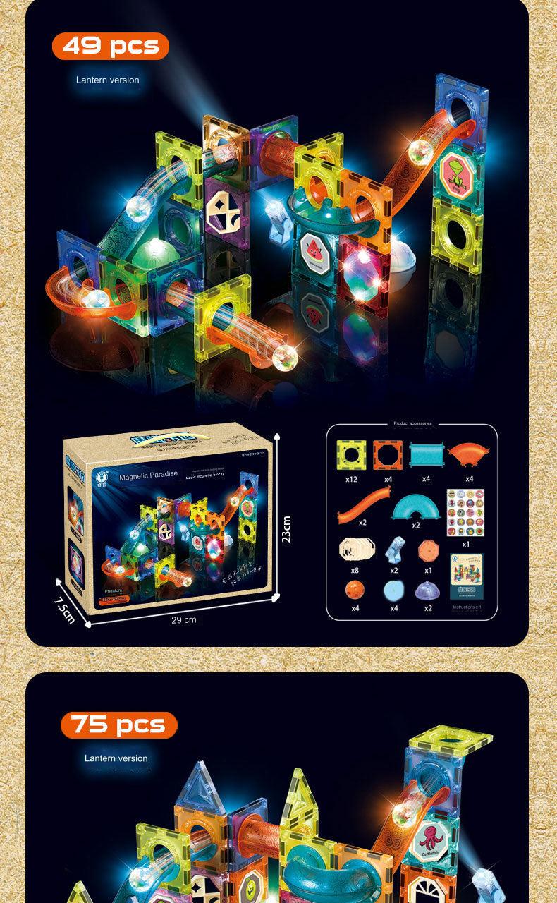 Displays colourful Magnetic Block constructions