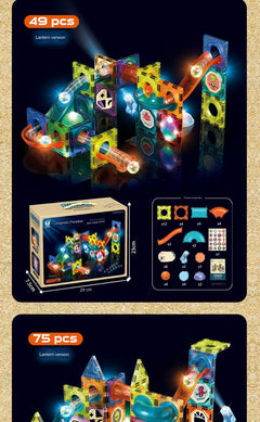 Displays colourful Magnetic Block constructions