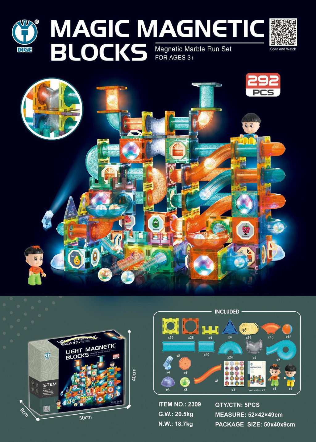Displays colourful Magnetic Block constructions