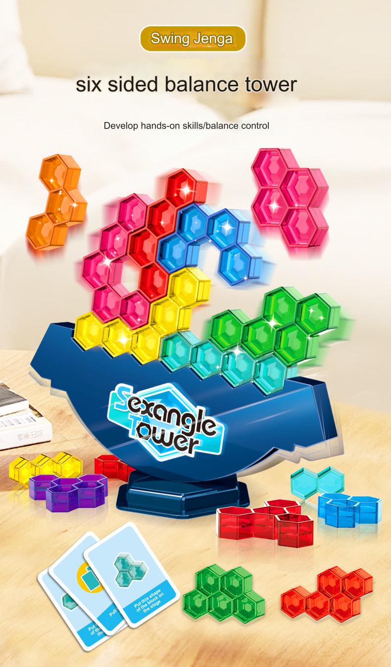 Child playing hexagonal puzzle