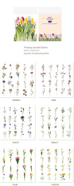 Beautifully arranged tulip stickers for journals
