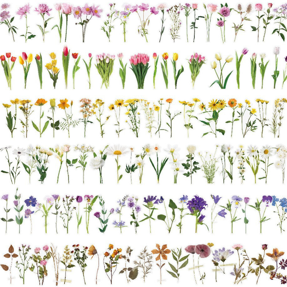 Transparent Tulip Stickers displayed on a notebook