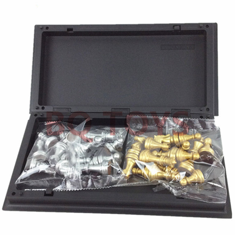 Travel chess set stored in a backpack