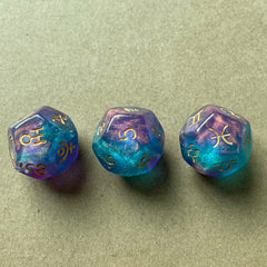 showcasing unique zodiac sign dice