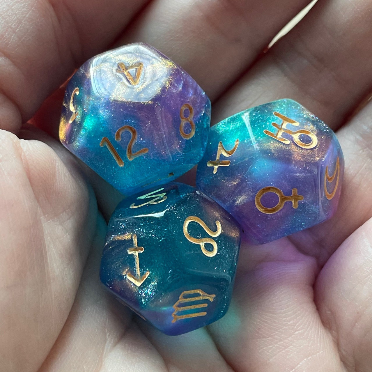 assorted crystal gaming dice