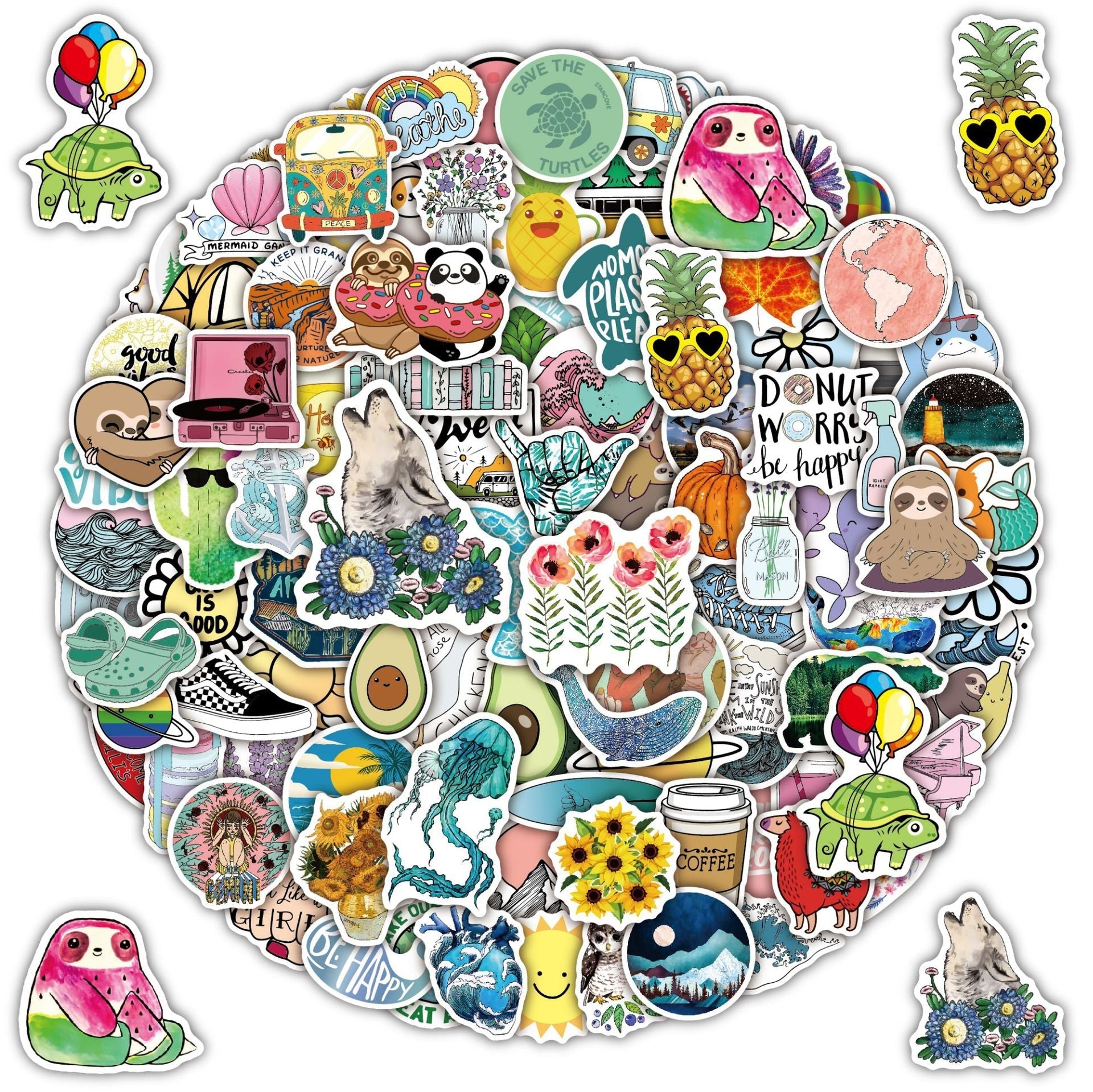 luggage decorated with aesthetic stickers