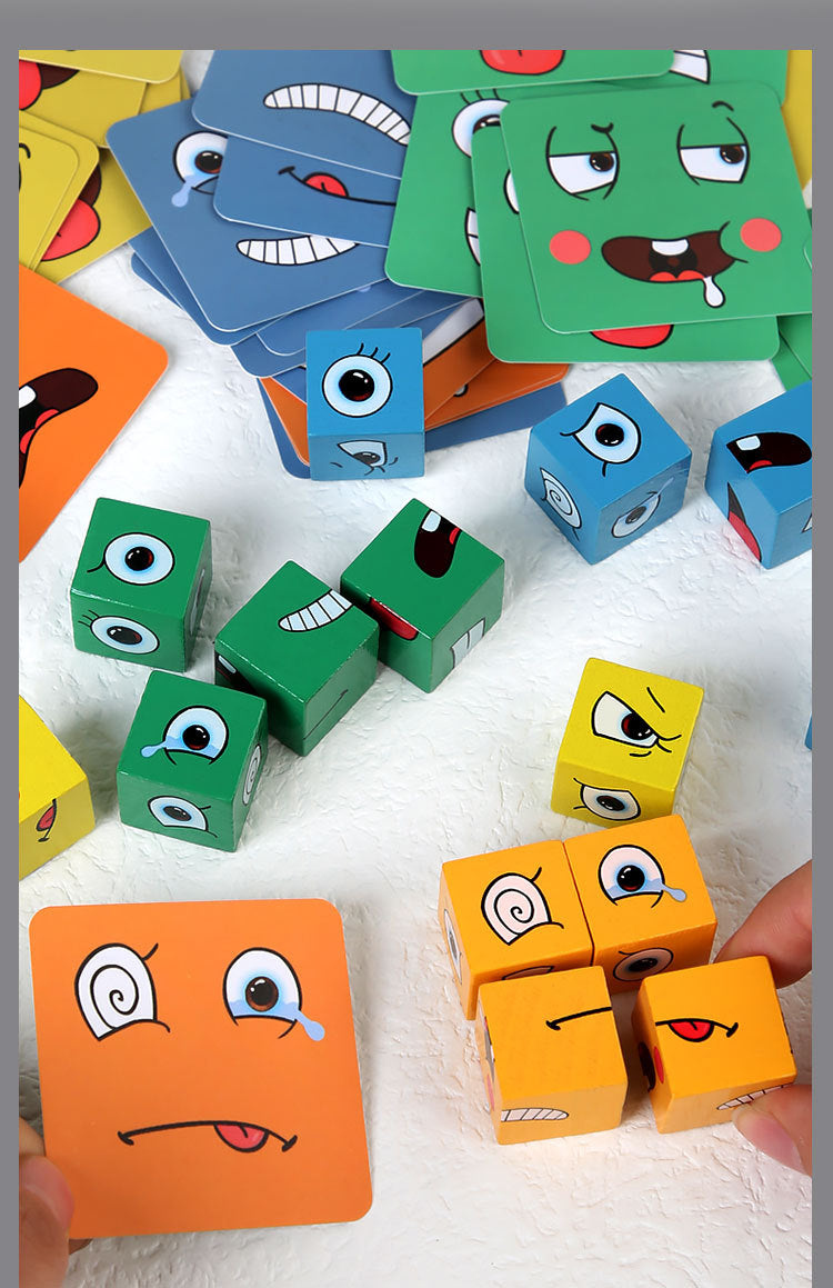 Set of wooden blocks for puzzle cube