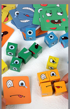 Set of wooden blocks for puzzle cube