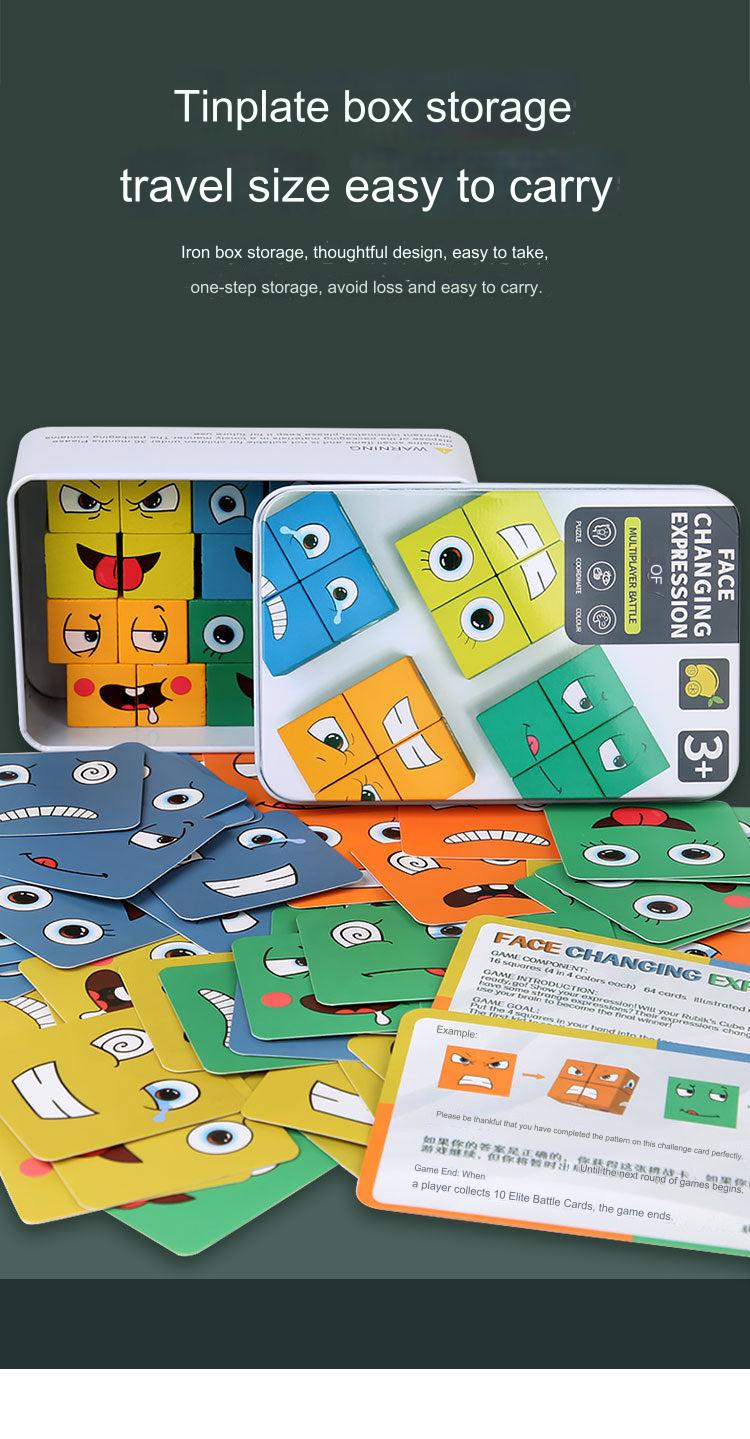 Wooden Block Expression Puzzle Cube for Kids