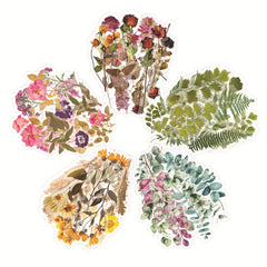 Vintage floral stickers with roses and ferns