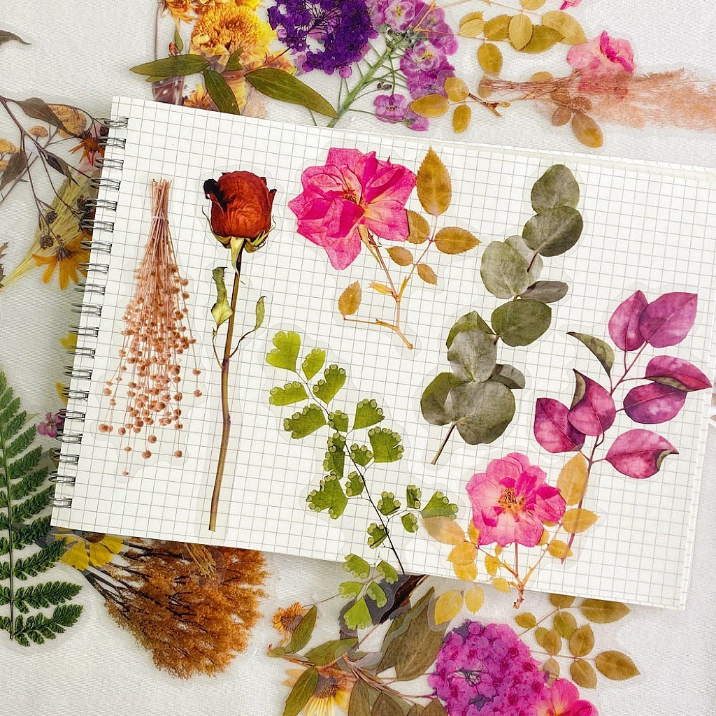 Close up of eucalyptus leaf sticker on a journal